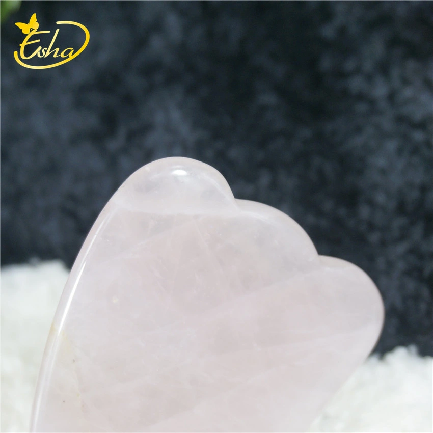 Natural Jade Pink Crystal Heart-Shaped Scraping Plate Facial Massager Roller Scraping Board