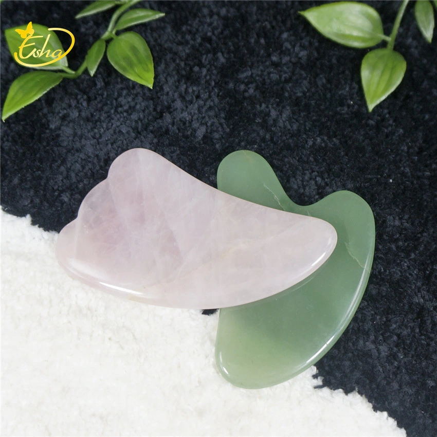 Natural Jade Pink Crystal Heart-Shaped Scraping Plate Facial Massager Roller Scraping Board