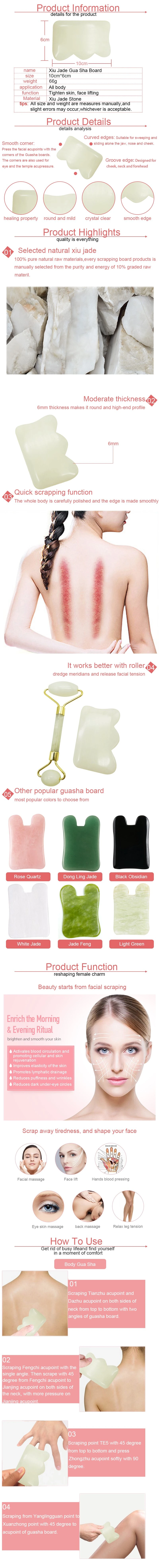 Hot Selling Natural Jade Stone Gua Sha Board Guasha Scraping Massage Board for Body