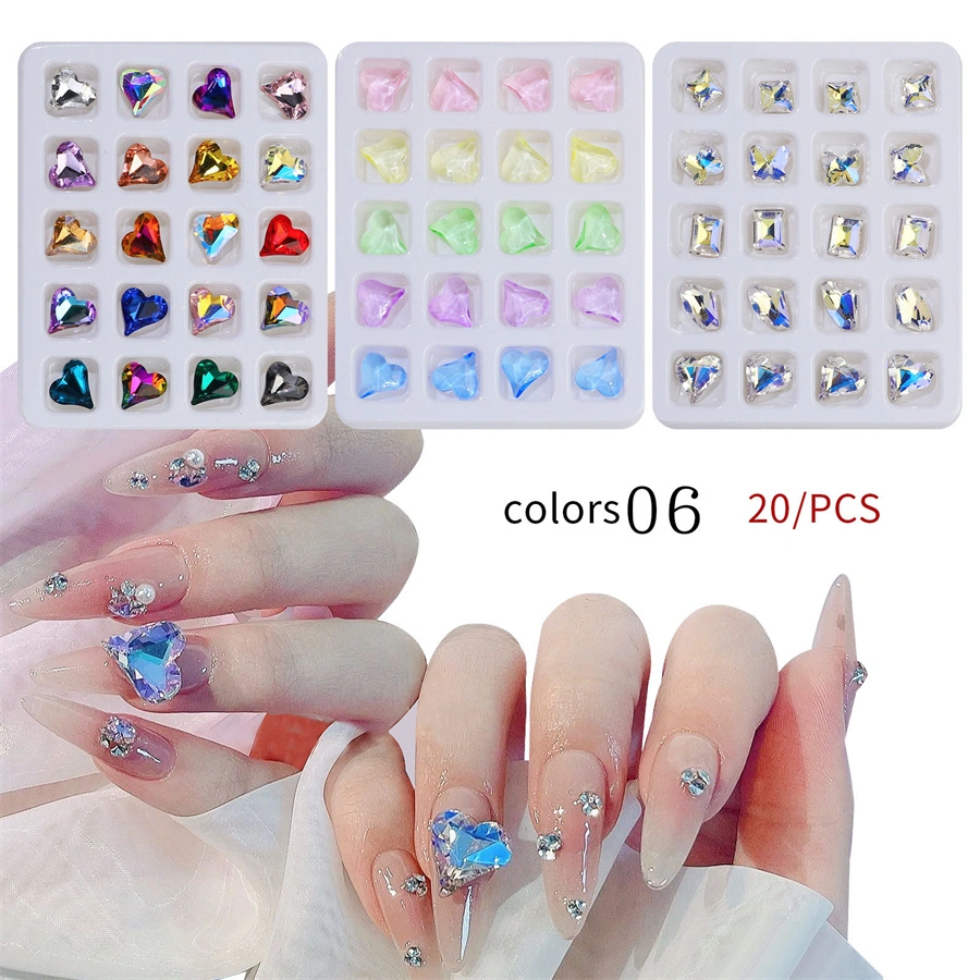 Nail Art Love Diamond Crystal Symphony Shaped Diamond Champagne Peach Heart Bottom Diamond Jewelry