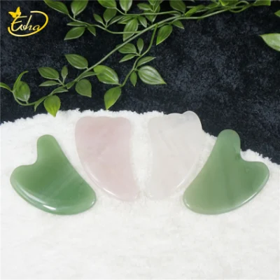 Prato de raspagem em forma de coração cristal jade natural rosa massageador facial placa de raspagem