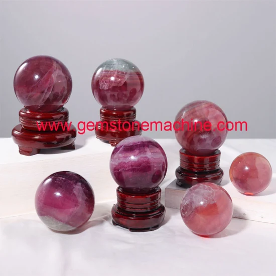 Bola esculpida em cristal cristal esculpido em esfera rosa roxa de alta qualidade