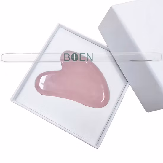 Placa Gua Sha Guasha em forma de coração Rosa Quartzo Pedra Jade Rosa Raspagem Ferramenta de Massagem Placa Gua Sha