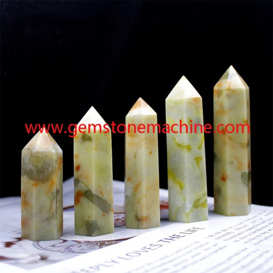 Varinhas de ponto único flor verde Hsiuyen jade colunas de cristal torre