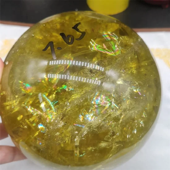 Bola de Cristal de Quartzo Citrino Natural Arco-Íris Esfera de Cura