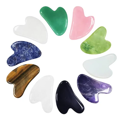 Cuidados de saúde Beleza Guasha Massager Jade Natural Verde Rosa Quartzo Ametista Roller Vários Gua Sha Board Collection